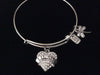 Lil Sis You Are Loved Expandable Charm Bracelet Silver Adjustable Bangle Little Sister Gift