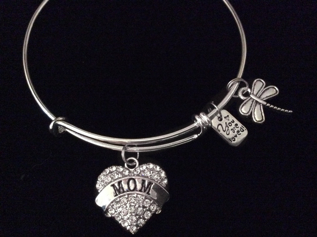 Mom You Are Loved Expandable Charm Bracelet Silver Adjustable Bangle Mother Gift