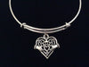 Celtic Heart Claddagh Expandable Charm Bracelet Adjustable Silver Bangle Wedding Anniversary Gift