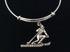 Skier Expandable Charm Bracelet Silver Adjustable Bangle Ski Gift