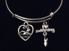 Swimmer Girl I love Swimming Expandable Charm Bracelet Sports Team Coach Gift Adjustable Wire Bangle