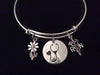 Stethoscope Heart Daisy Flower RN Nurse Expandable Charm Bracelet Adjustable Silver Bangle Gift