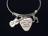 When Words Fail Guitar Pic Expandable Charm Bracelet Silver Adjustable Wire Bangle Musician Gift