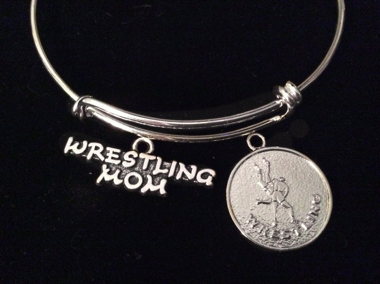 Wrestling Mom Expandable Adjustable Wire Bangle Bracelet Sports Jewelry Gift Silver Adjustable Bangle
