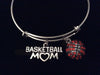 Basketball Mom Crystal Ball Charm Silver Expandable Charm Bracelet Adjustable Bangle