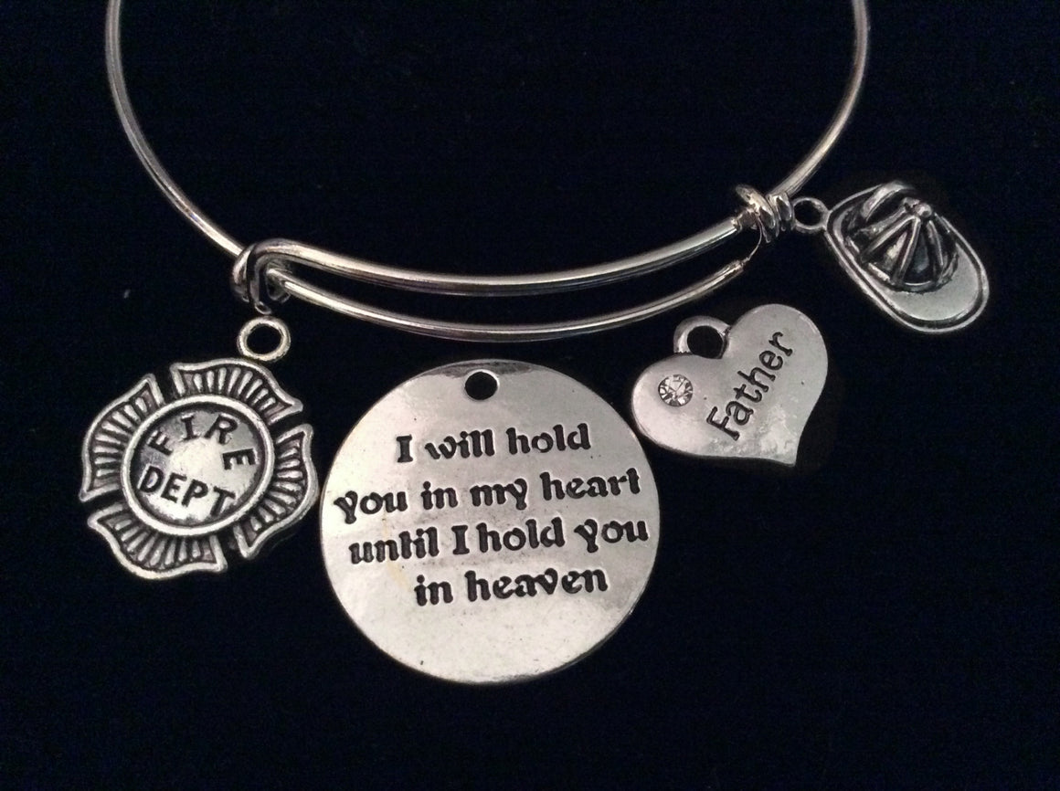 Firefighter Father Daddy Dad Memorial Expandable Charm Bracelet Silver Adjustable Bangle Fireman's Gift