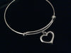 Silver Open Heart Silver Expandable Charm Bracelet Adjustable Wire Bangle Gift