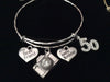Camera Happy 50th Birthday Bets Friend Expandable Charm Bracelet Silver Adjustable Bangle Gift