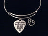 Dogs Leave Paw Prints on our Heart Charm Expandable Charm Bracelet Silver Adjustable Wire Bangle Animal Lover Gift