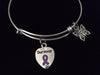 Purple Awareness Expandable Charm Bracelet Adjustable Bangle Expandable Bracelet