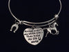 Horses Make My Life Whole Expandable Charm Bracelet Silver Bangle Horseshoe Animal Gift