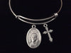 Saint Catharine Expandable Charm Bracelet Silver Adjustable Wire Bangle Catholic Medal Gift Meaningful Inspirational