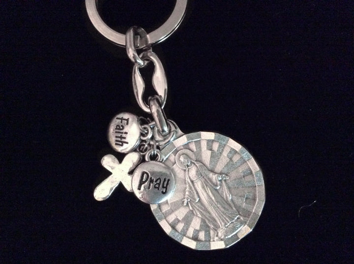 Miraculous Medal Key Chain Medal Silver Key Ring Virgin Mary Catholic Medal Gift Inspirational Jewelry