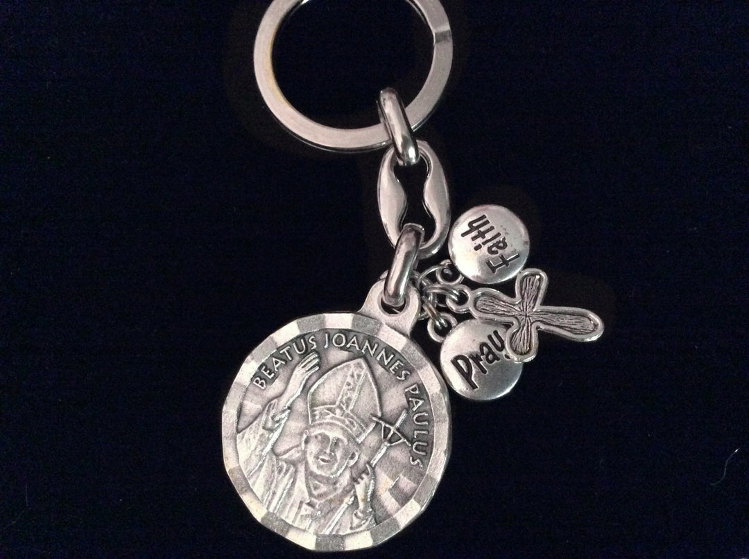 Pray Faith Miraculous Medal Key Chain Medal Silver Key Ring Virgin Mary Catholic Medal Gift Inspirational Jewelry