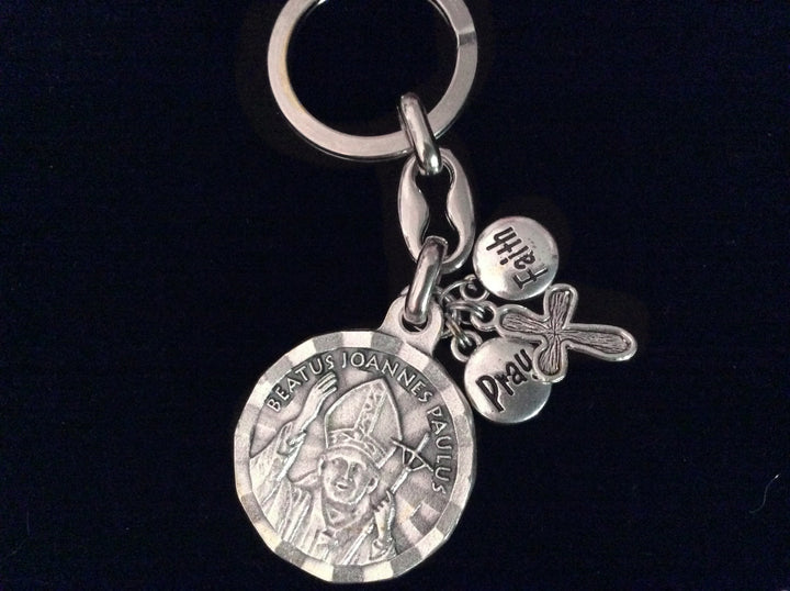 Pray Faith Miraculous Medal Key Chain Medal Silver Key Ring Virgin Mary Catholic Medal Gift Inspirational Jewelry