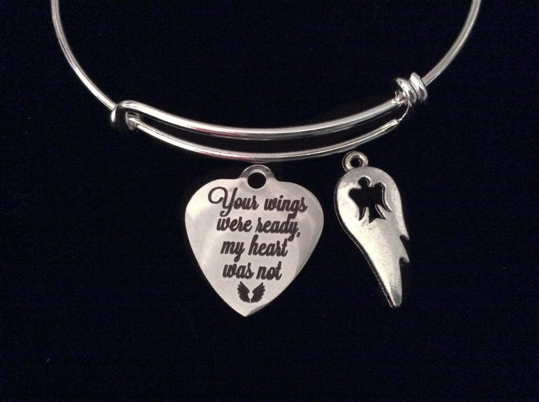 Angel Wings Memorial Expandable Charm Bracelet Silver Adjustable Wire Bangle Bangle Gift