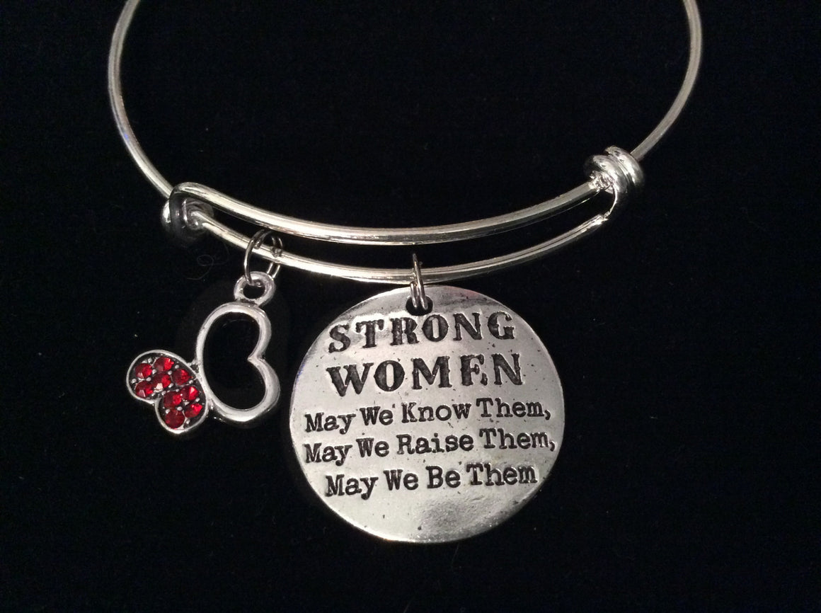 Strong Women Butterfly Expandable Charm Bracelet Silver Adjustable Bangle Gift