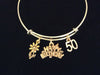Happy 50th Birthday Gold Expandable Charm Bracelet Adjustable Wire Bangle 50 Fifty Meaningful Gift