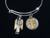 Archangel Michael Silver Gold Expandable Charm Bracelet Inspirational Catholic Jewelry Adjustable Bracelet