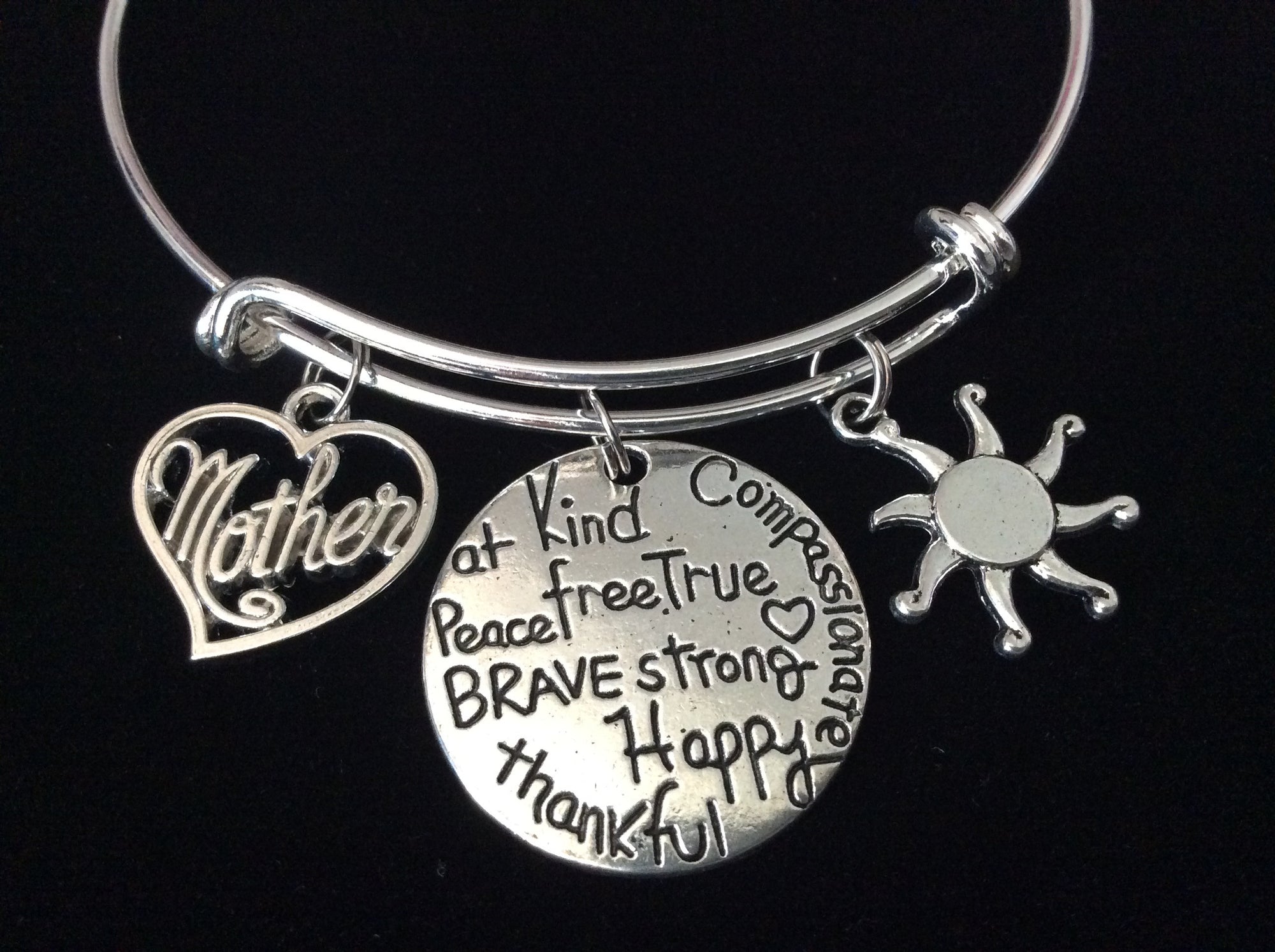 Mother Expandable Charm Bracelet Silver Adjustable Bangle Gift Trendy