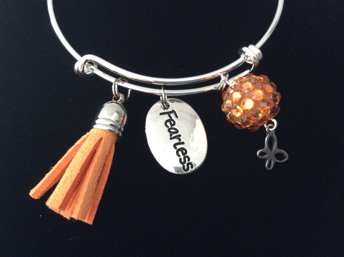 Orange Fearless Butterfly Expandable Charm Bracelet Adjustable Silver Wire Bangle Trendy Gift