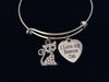 Crystal Kitten I Love My Rescue Cat Silver Expandable Charm Bracelet Adjustable Wire Bangle Gift