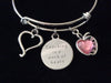 Teacher Appreciation Gift Expandable Charm Bracelet SILver Adjustable Bangle Pink Apple Heart
