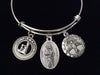 Confirmation Saint Cecilia Expandable Charm Bracelet Silver Adjustable bangle Mother Teresa Medal Catholic Gift Dove