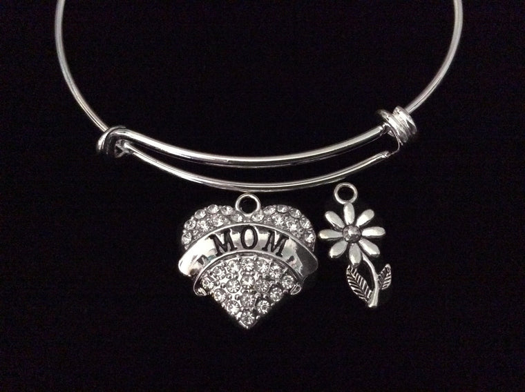 Mothers Day Special Daisy Expandable Charm Bracelet Silver Adjustable Bangle Trendy Gift Mom