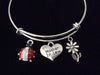 Mother In Law Red Ladybug Expandable Charm Bracelet Wedding Gift Silver Adjustable Bangle Daisy
