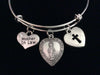 Mother In Law Miraculous Mary Expandable Charm Bracelet Adjustable Bangle Trendy Gift Cross 