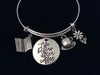 Life Begins After Coffee Expandable Charm Bracelet Newspaper Cup Silver Wire Adjustable Bangle Gift Stacking Daisy
