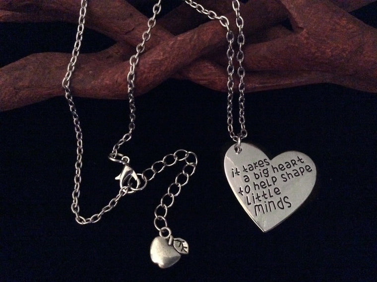 Necklace It Takes A Big Heart to Help Shape Little Minds Teacher Appreciation Gift Meaningful Retirement Tutor