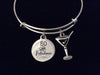 Martini 50 and Fabulous Happy 50th Birthday Expandable Charm Bracelet Silver Adjustable Bangle Gift