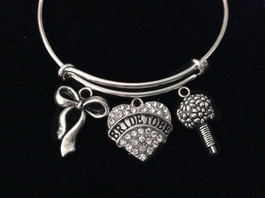 Bride to Be Expandable Charm Bracelet Adjustable Wire Bangle Wedding Shower Bridal Gift