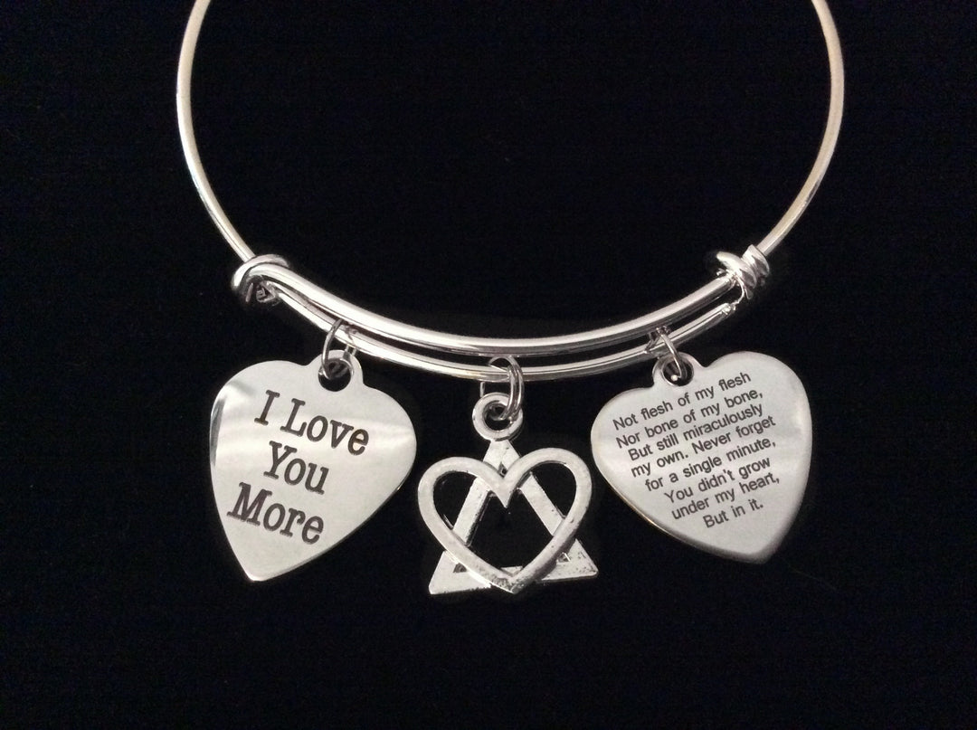 Adoption Poem Expandable Charm Bracelet Silver Adjustable Bangle Gift I Love You More Adopt