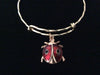 Ladybug Twisted Gold Expandable Charm Bracelet Red Enamel Lady Bug Adjustable Wire Bangle Meaningful Gift