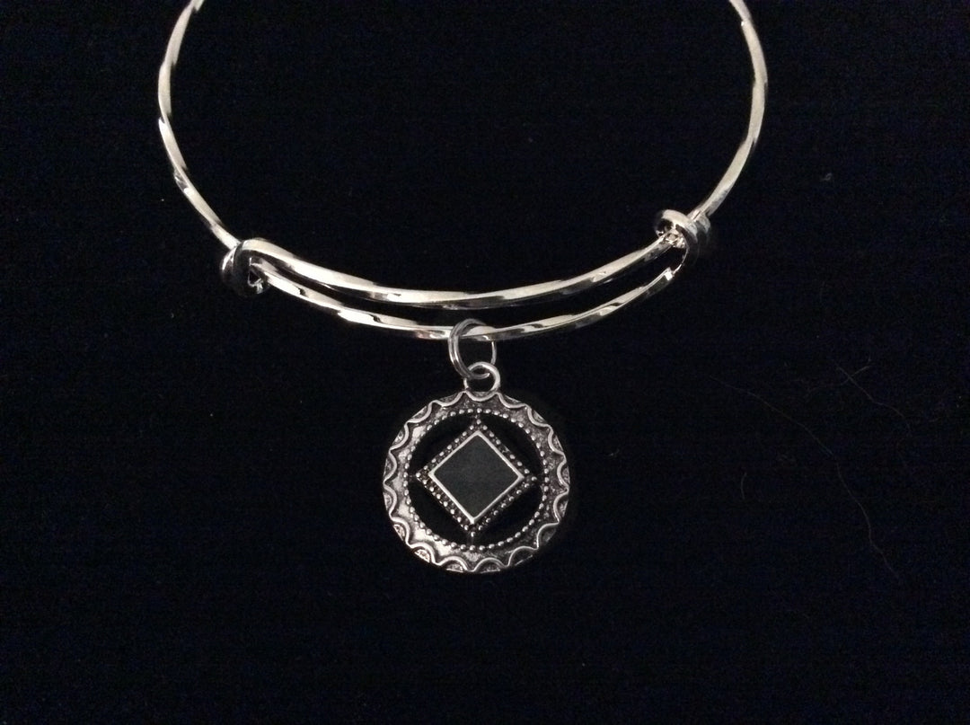 Recovery Narcotics Anonymous Expandable Charm Bracelet Twisted Silver Adjustable Bangle Inspirational Meaningful Recovery Gift