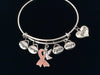 Sister Pink Awareness Ribbon Strength Courage Faith Hope Expandable Bracelet Adjustable Silver Wire Bangle Trendy Gift
