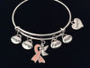 Daughter Pink Awareness Ribbon Strength Courage Faith Hope Expandable Bracelet Adjustable Silver Wire Bangle Trendy Gift