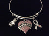 Pink Breast Cancer Fighter Awareness Ribbon Adjustable Bracelet Expandable Silver Charm Bangle Inspirational Gift Boxing Gloves Crystal Heart