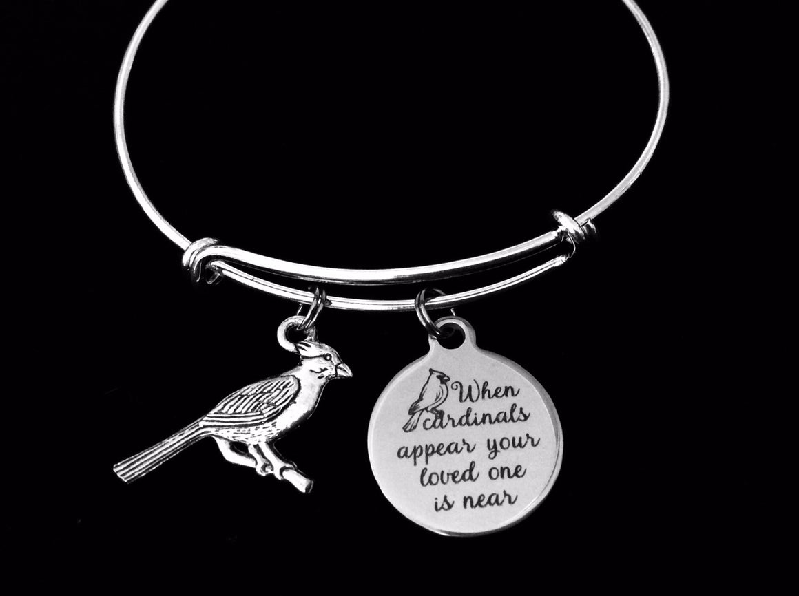 When Cardinals Appear Your Loved One is Near Adjustable Bracelet Expandable Bracelet Bangle Memorial Jewelry Memorial Gift