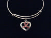 Red Awareness Ribbon Jewelry Adjustable Bracelet Charm Bracelet Heart Disease Expandable Charm Bangle Bracelet Survivor Gift