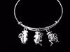 3D See No Evil Hear No Evil Speak No Evil Three Wise Monkeys Adjustable Bracelet Expandable Silver Charm Bangle Gift
