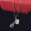 Whisk Necklace Cupcake Pan Chef Jewelry Culinary Kitchen Baking Charm Pendant Cook Gift