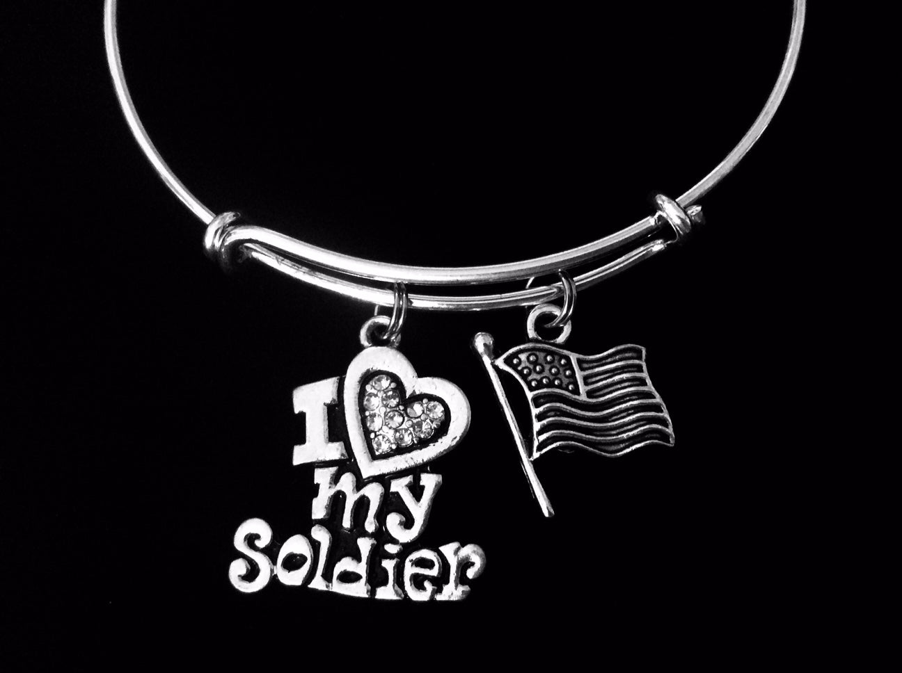 I Love My Soldier Charm Bracelet Patriotic Jewerly 