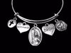 Saint Joan of Arc Confirmation Jewelry Expandable Charm Bracelet Blessed Silver Adjustable Bangle Catholic Cross Gift Dove