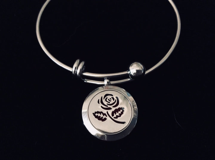 Aromatherapy Jewelry Rose Essential Oil Locket Diffuser Expandable Adjustable Bracelet Stainless Steel Bangle Gift