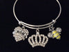 Mom Queen Bee Crown Crystal Adjustable Bracelet Silver Expandable Charm Bangle Trendy One Size Fits All Gift