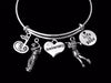 Life is Good Happy Anniversary Jewelry Golf Adjustable Bracelet Expandable Silver Charm Bangle 18th Hole Trendy One Size Fits All Wife Gift